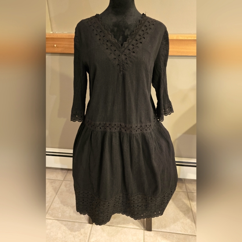 Drapers and Damons Black Eyelet Dress 14P